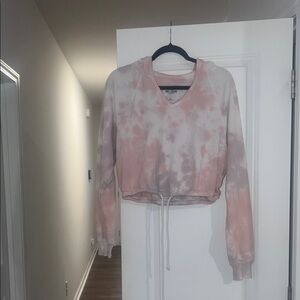 Hollister Pink Tie Dye Cropped Hoodie Teen Girls Cozy Soft Small
